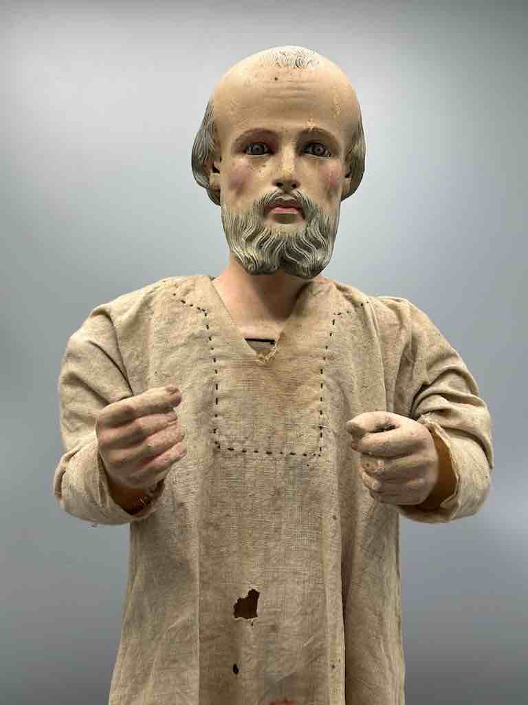 Antique Vietnamese Catholic Clothed Male Saint Figure