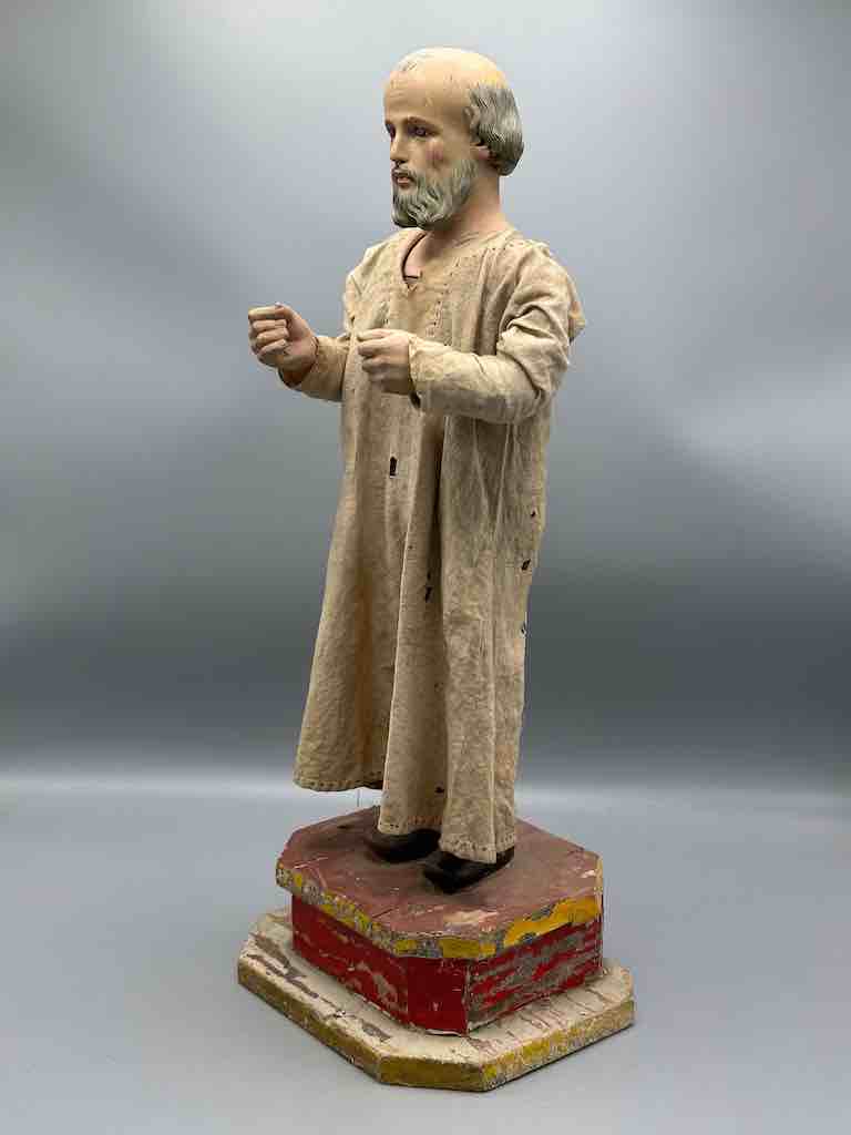 Antique Vietnamese Catholic Clothed Male Saint Figure