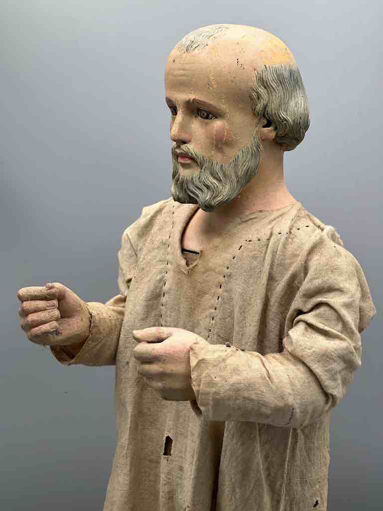 Antique Vietnamese Catholic Clothed Male Saint Figure