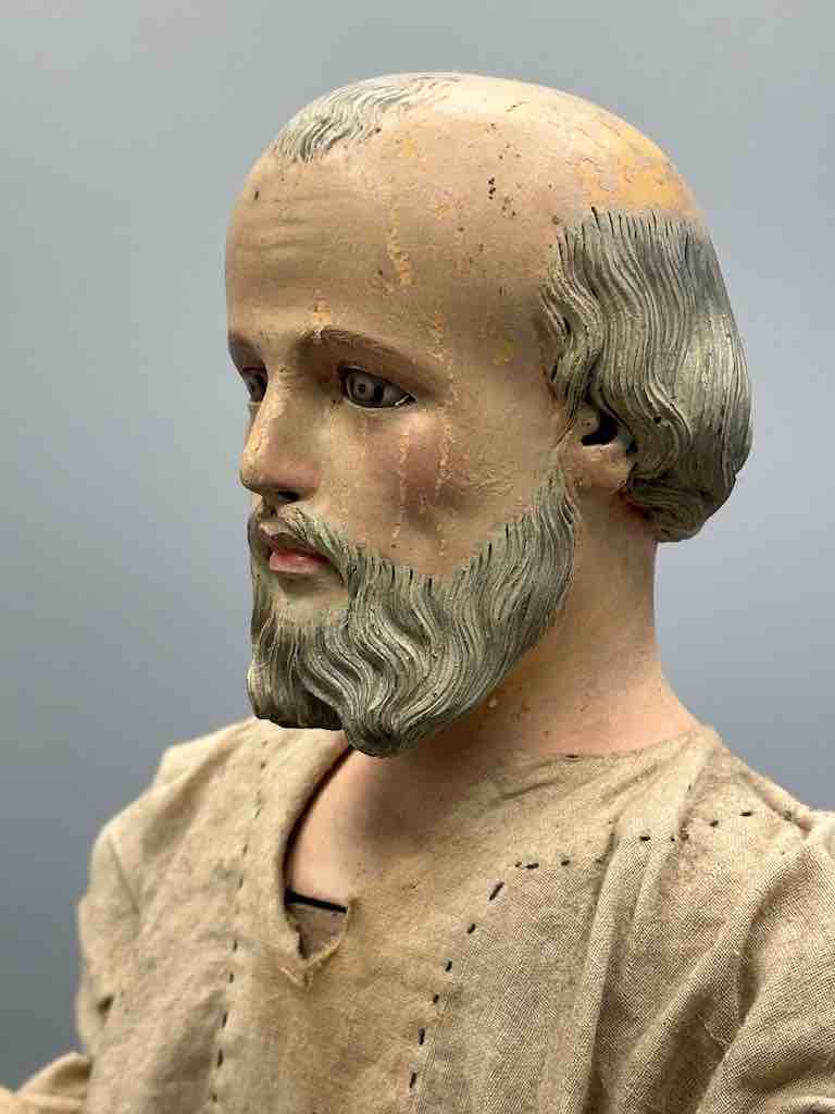Antique Vietnamese Catholic Clothed Male Saint Figure
