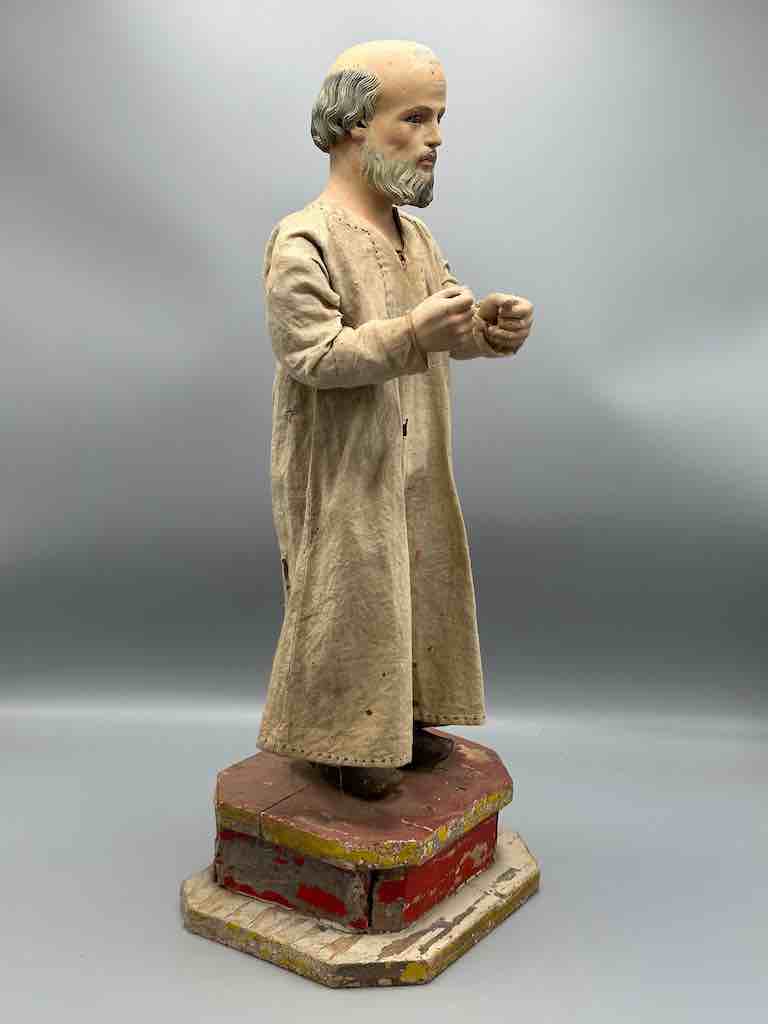 Antique Vietnamese Catholic Clothed Male Saint Figure