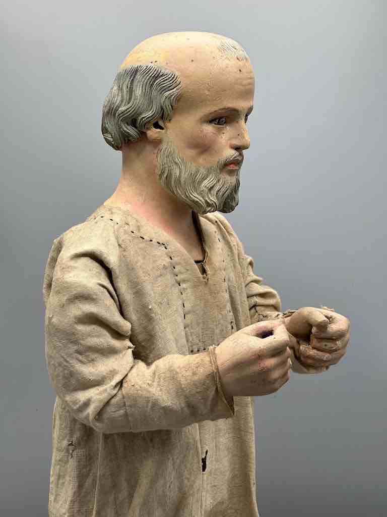 Antique Vietnamese Catholic Clothed Male Saint Figure