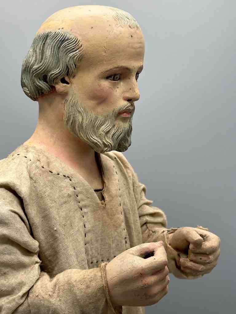 Antique Vietnamese Catholic Clothed Male Saint Figure