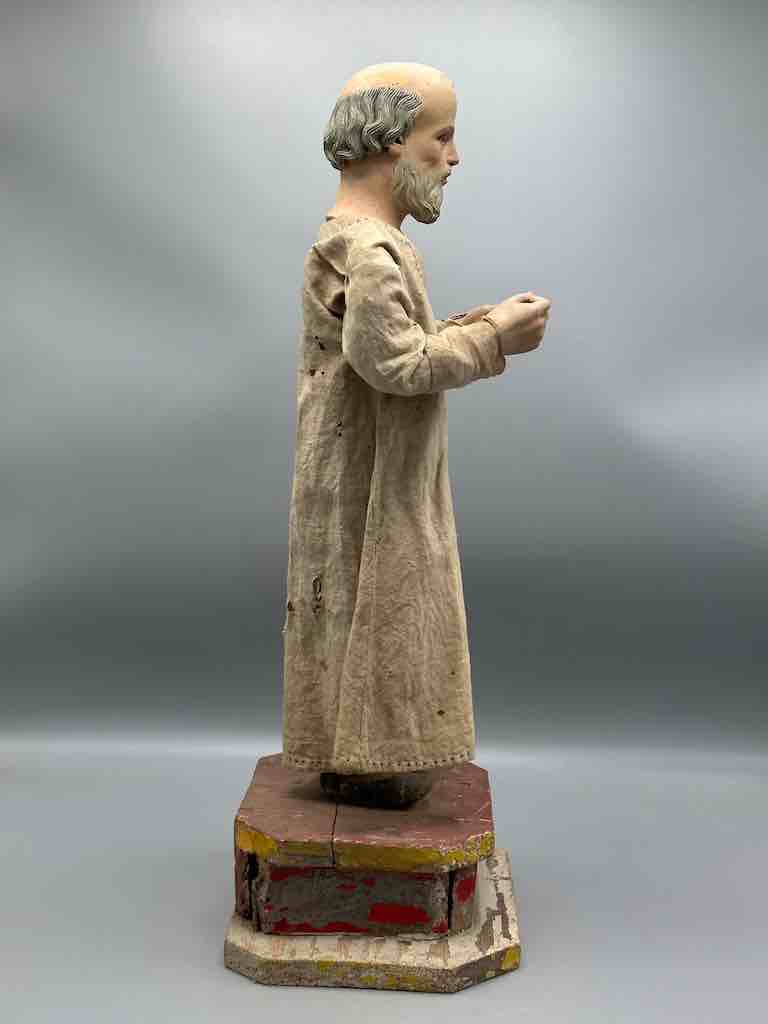 Antique Vietnamese Catholic Clothed Male Saint Figure