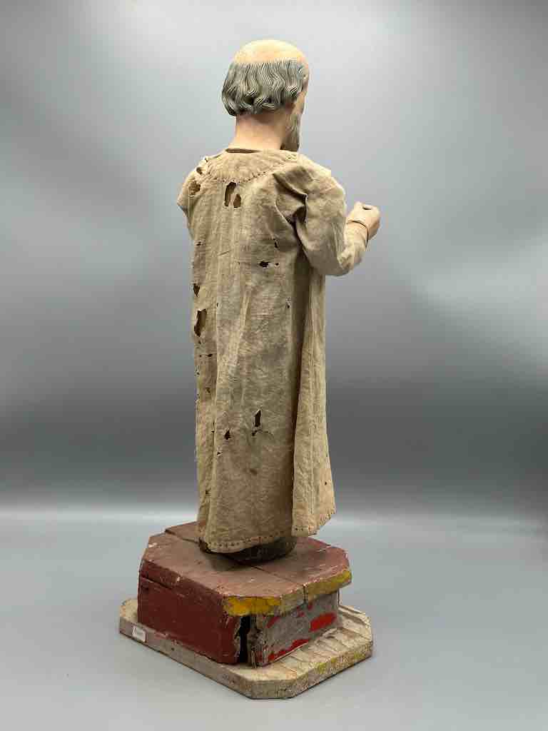 Antique Vietnamese Catholic Clothed Male Saint Figure