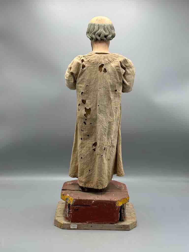 Antique Vietnamese Catholic Clothed Male Saint Figure