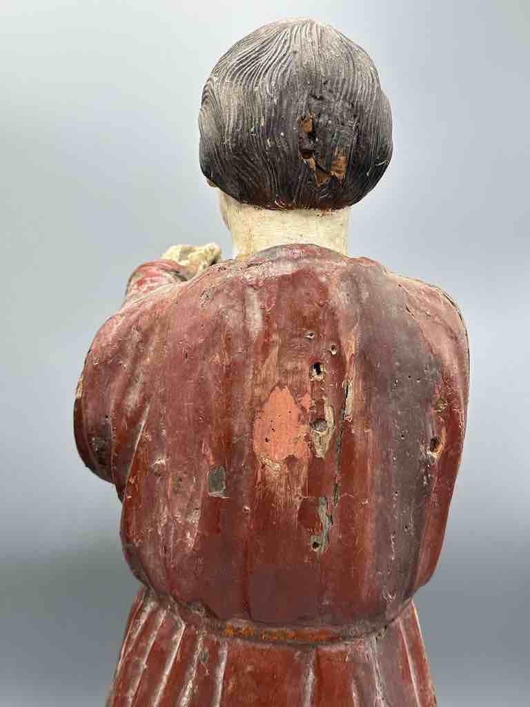 Large Antique Vietnamese Catholic Saint Figure Pair of Angels