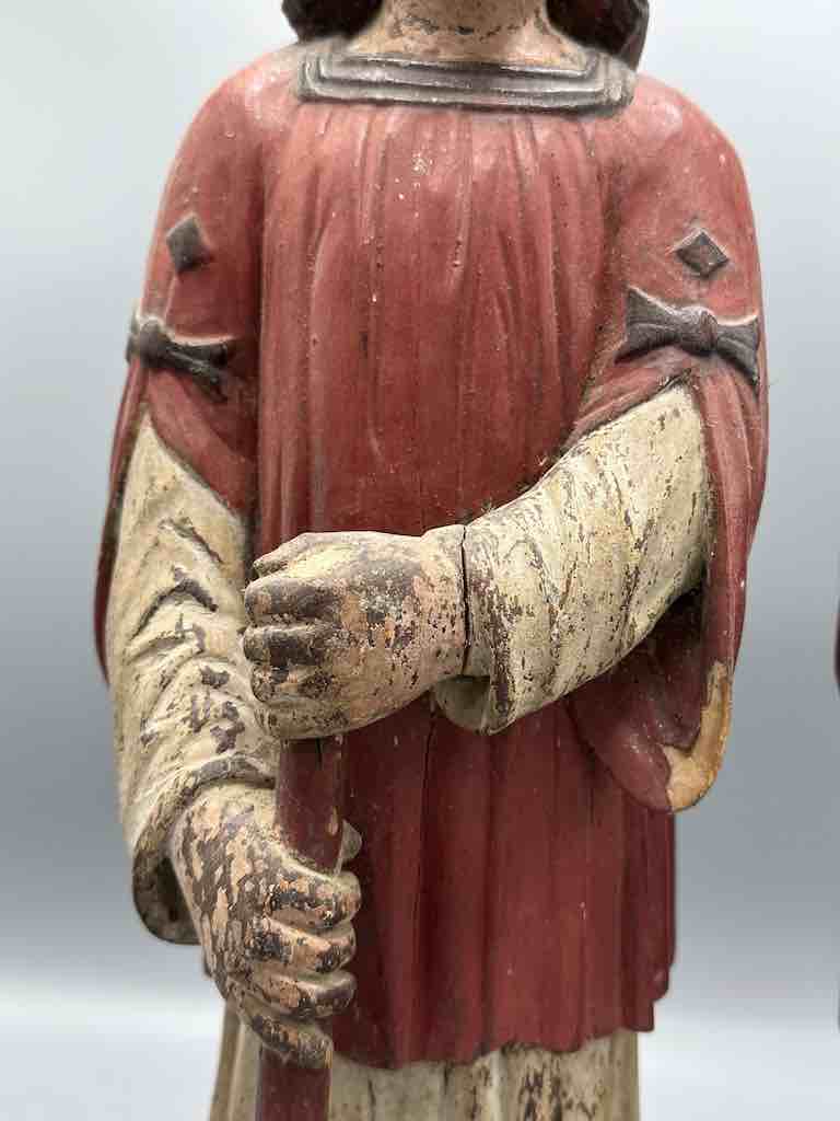 Large Antique Vietnamese Catholic Saint Figure Pair of Angels