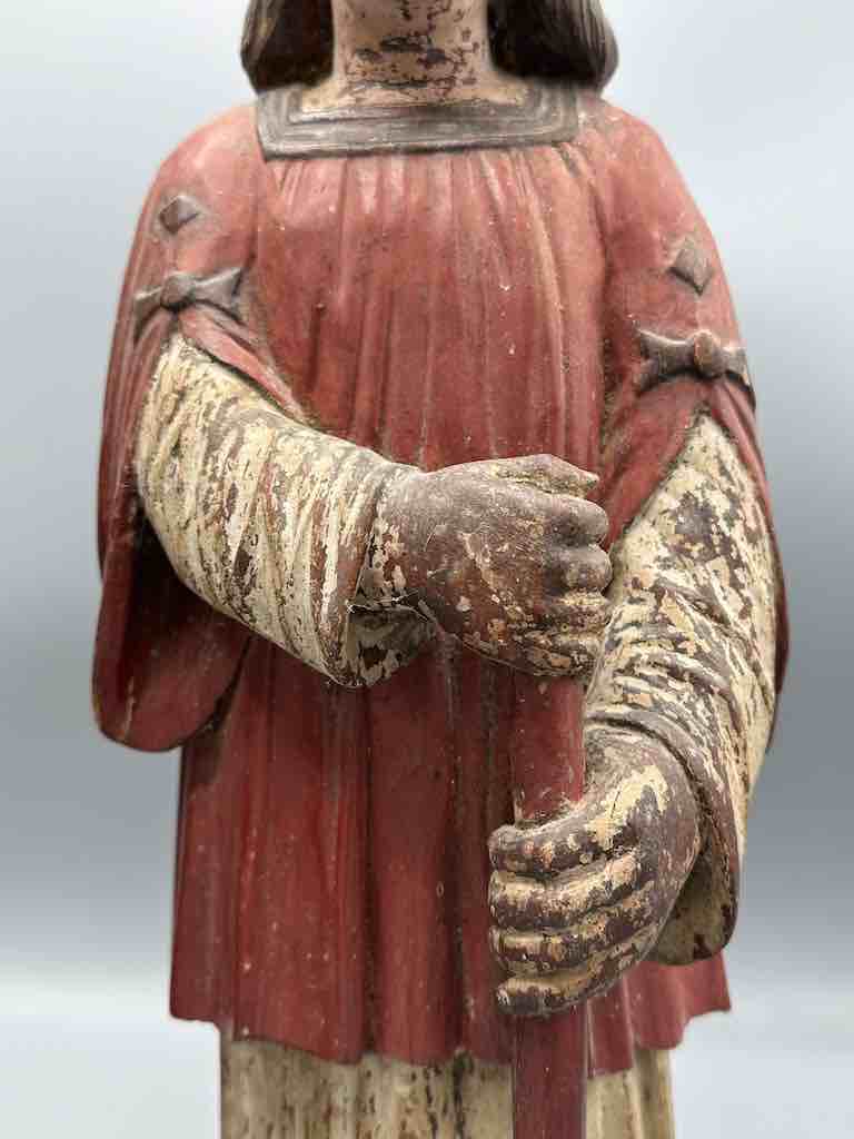 Large Antique Vietnamese Catholic Saint Figure Pair of Angels