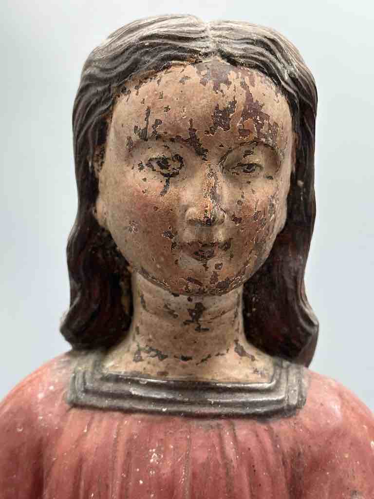 Large Antique Vietnamese Catholic Saint Figure Pair of Angels