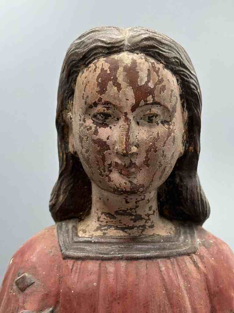 Large Antique Vietnamese Catholic Saint Figure Pair of Angels