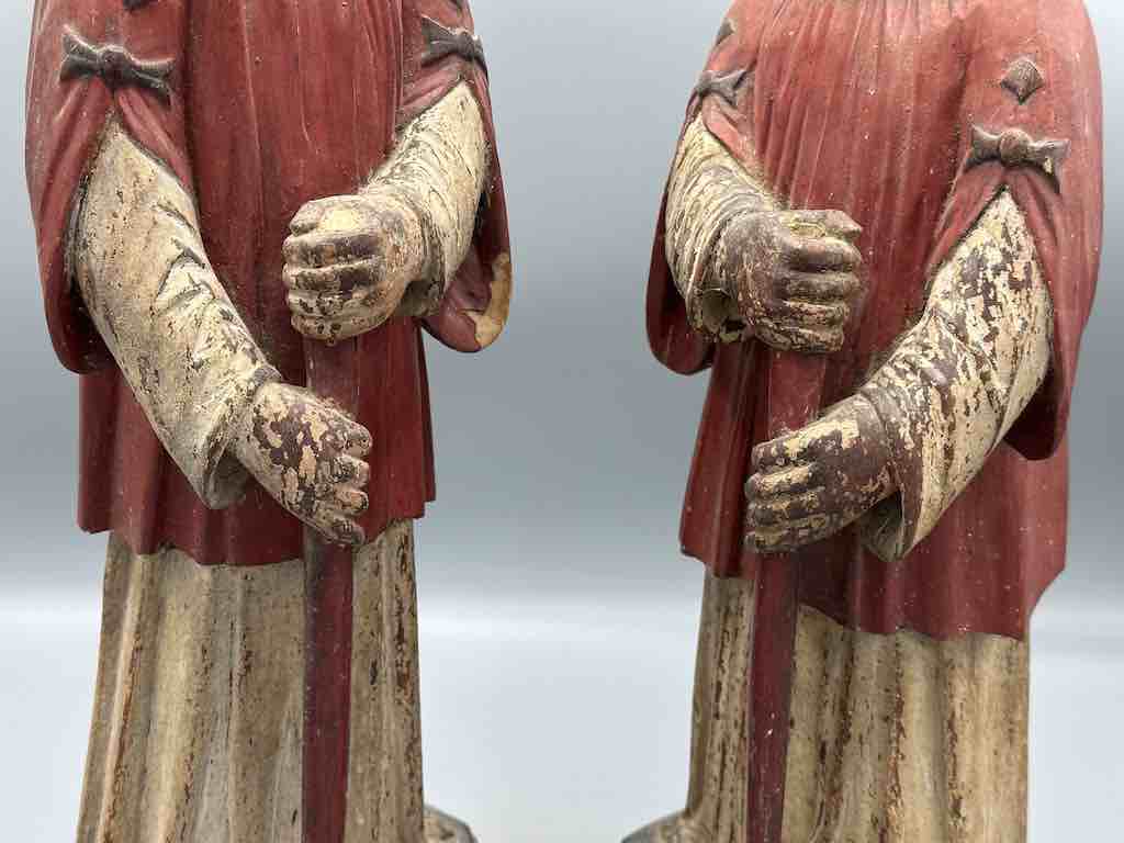 Large Antique Vietnamese Catholic Saint Figure Pair of Angels