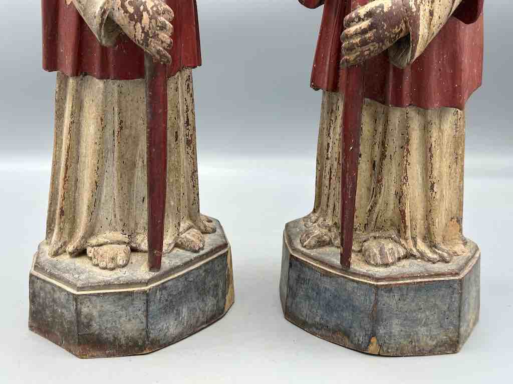 Large Antique Vietnamese Catholic Saint Figure Pair of Angels