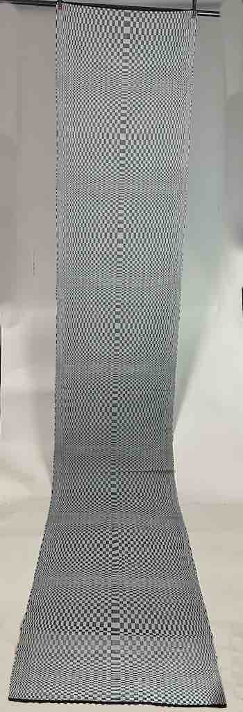 Geometric Long Narrow Textile Table Runner - Grey/White