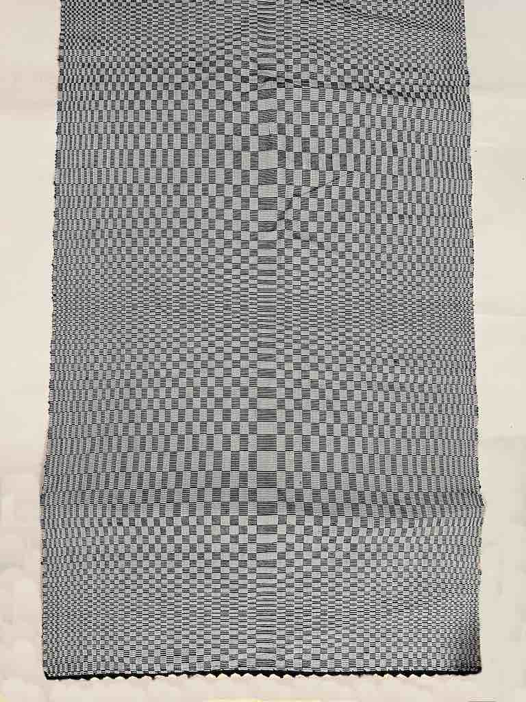 Geometric Long Narrow Textile Table Runner - Grey/White