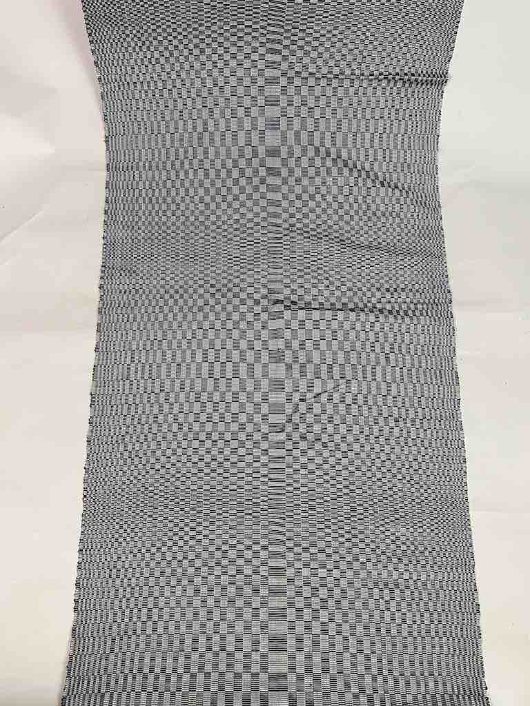 Geometric Long Narrow Textile Table Runner - Grey/White