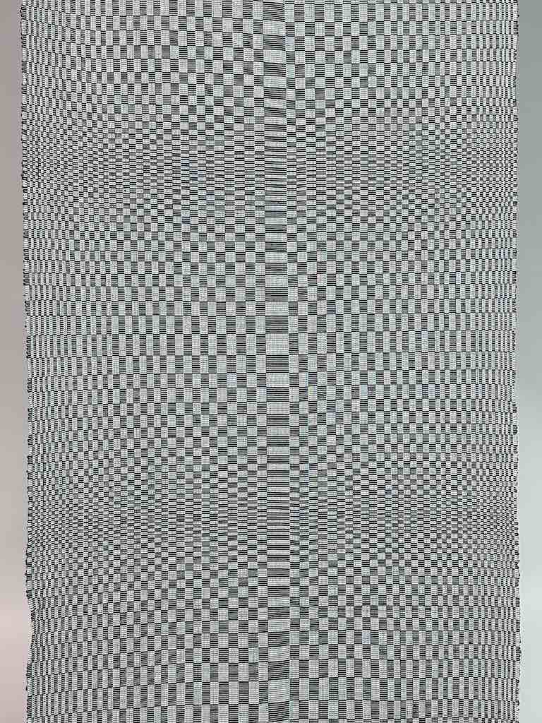 Geometric Long Narrow Textile Table Runner - Grey/White