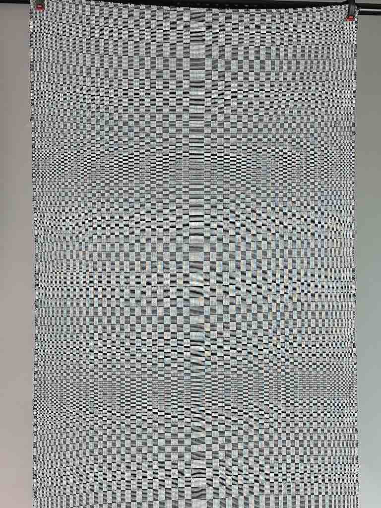 Geometric Long Narrow Textile Table Runner - Grey/White