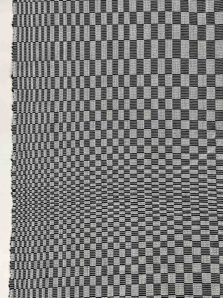 Geometric Long Narrow Textile Table Runner - Grey/White