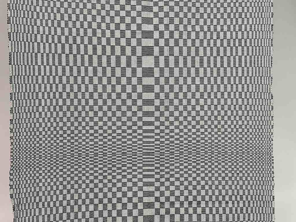 Geometric Long Narrow Textile Table Runner - Grey/White