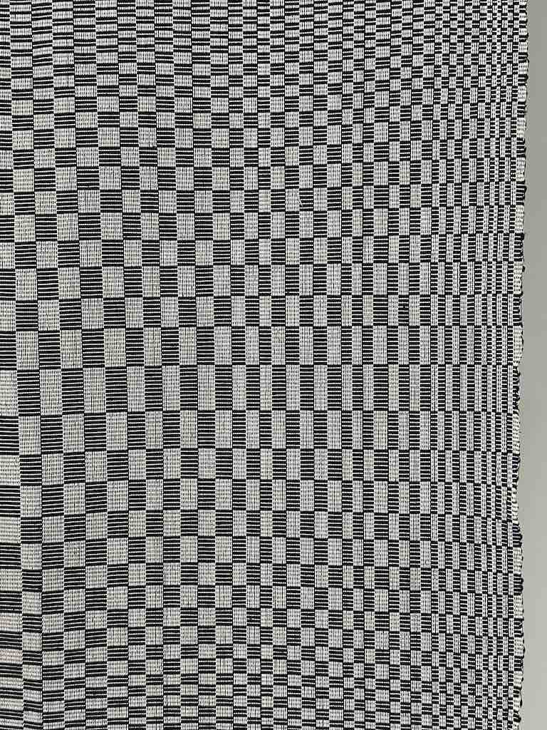 Geometric Long Narrow Textile Table Runner - Grey/White