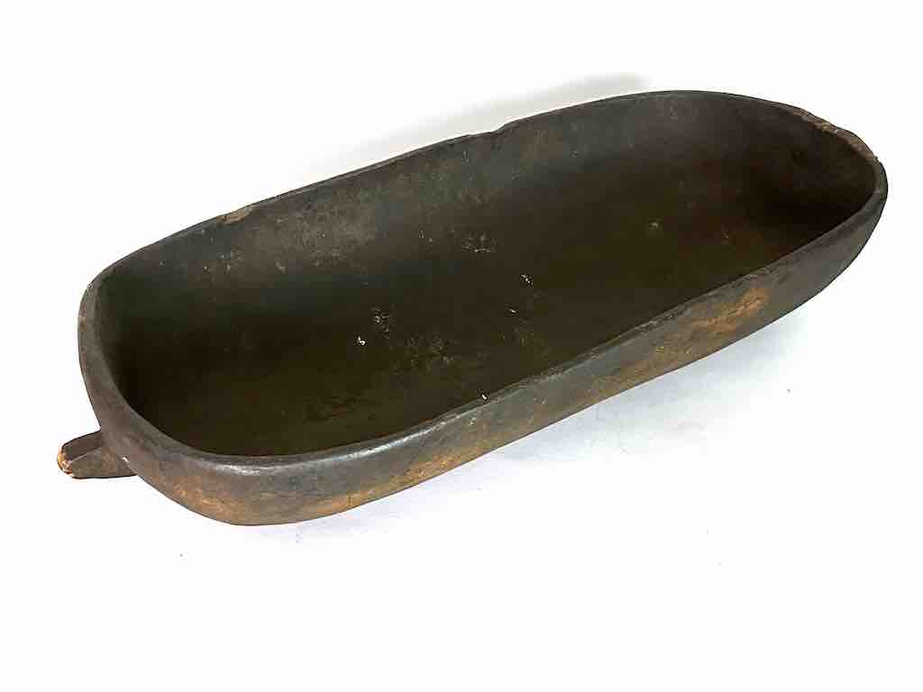 Vintage Wooden Tshi Long Vessel from Congo, Africa | 24"