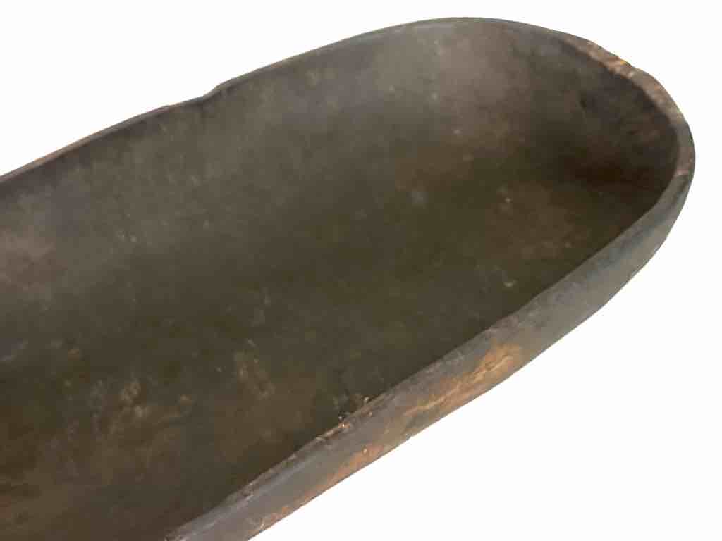 Vintage Wooden Tshi Long Vessel from Congo, Africa | 24"