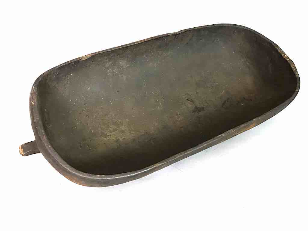Vintage Wooden Tshi Long Vessel from Congo, Africa | 24"