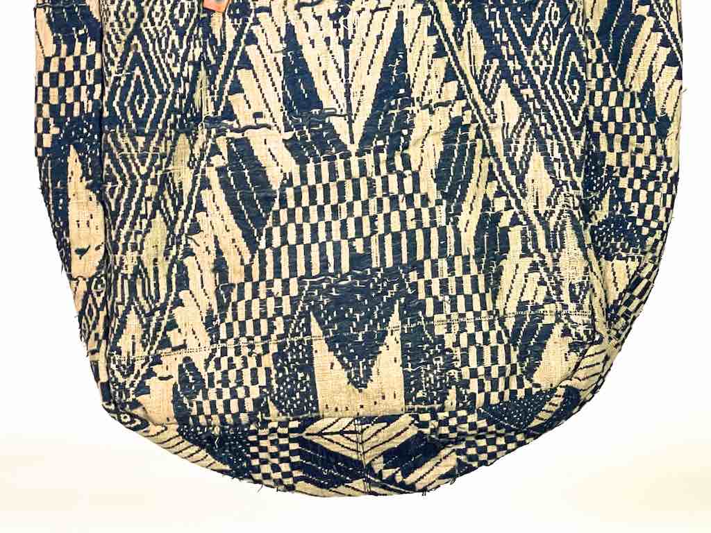 Large Vintage Vietnamese Textile Leather Handle Handbag
