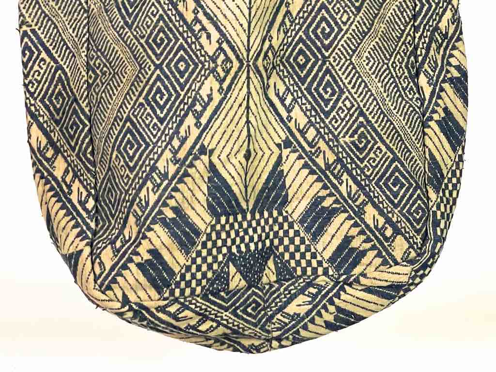 Large Vintage Vietnamese Textile Leather Handle Handbag
