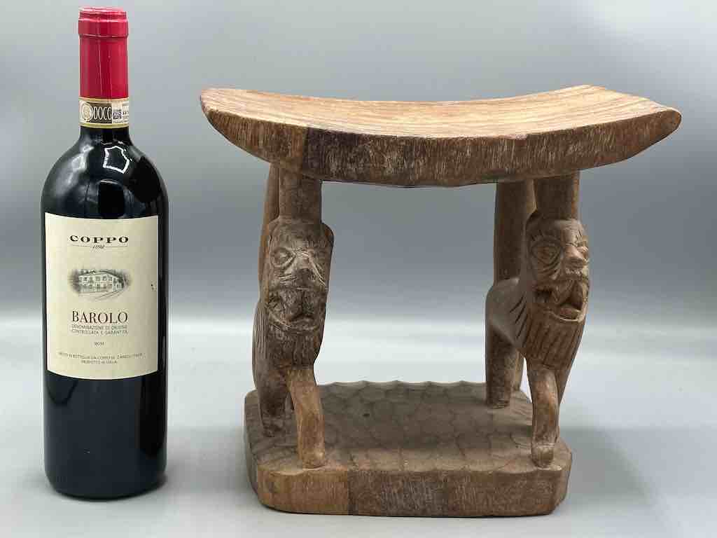 Fon Double Lion Motif Foot Stool - Benin