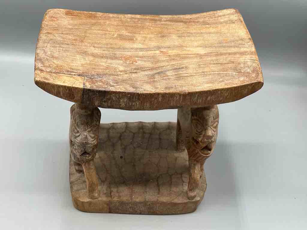 Fon Double Lion Motif Foot Stool - Benin