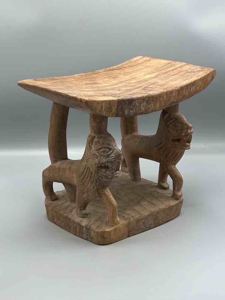 Fon Double Lion Motif Foot Stool - Benin