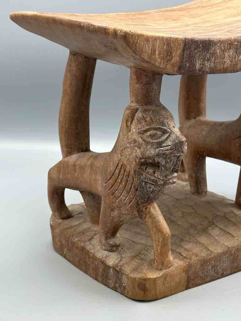 Fon Double Lion Motif Foot Stool - Benin