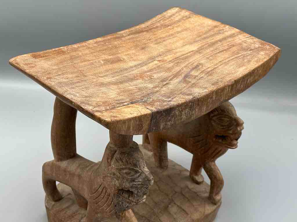 Fon Double Lion Motif Foot Stool - Benin