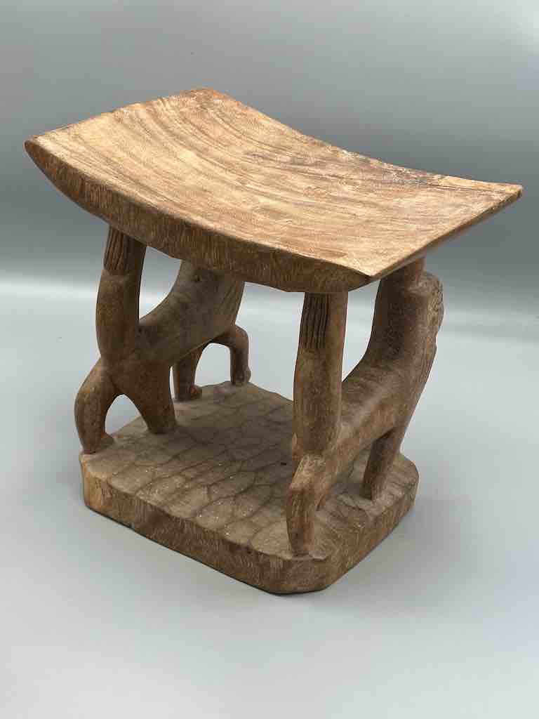 Fon Double Lion Motif Foot Stool - Benin