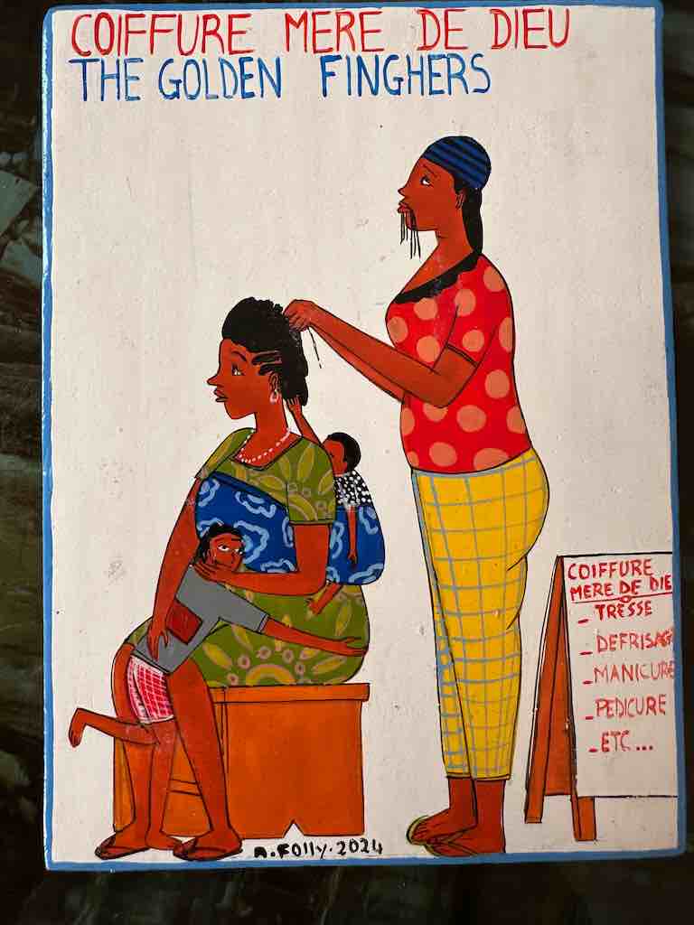 Hairdresser | Contemporary African Hand Painted Art | Wall Hanging | Frameable Painting | 6.5" x 5"