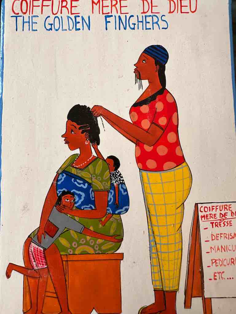 Hairdresser | Contemporary African Hand Painted Art | Wall Hanging | Frameable Painting | 6.5" x 5"
