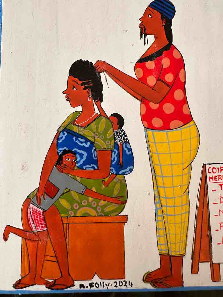Hairdresser | Contemporary African Hand Painted Art | Wall Hanging | Frameable Painting | 6.5" x 5"