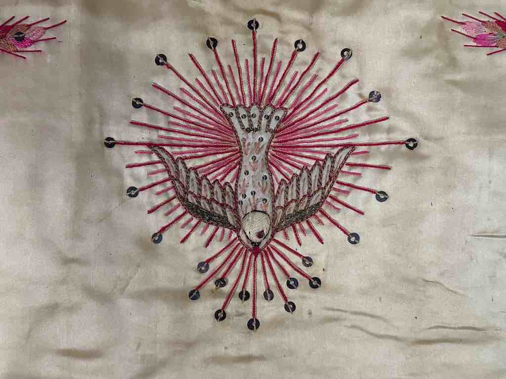 Antique Vietnamese Catholic Saint Joseph Banner Authentic Ecclesiastical Cloth