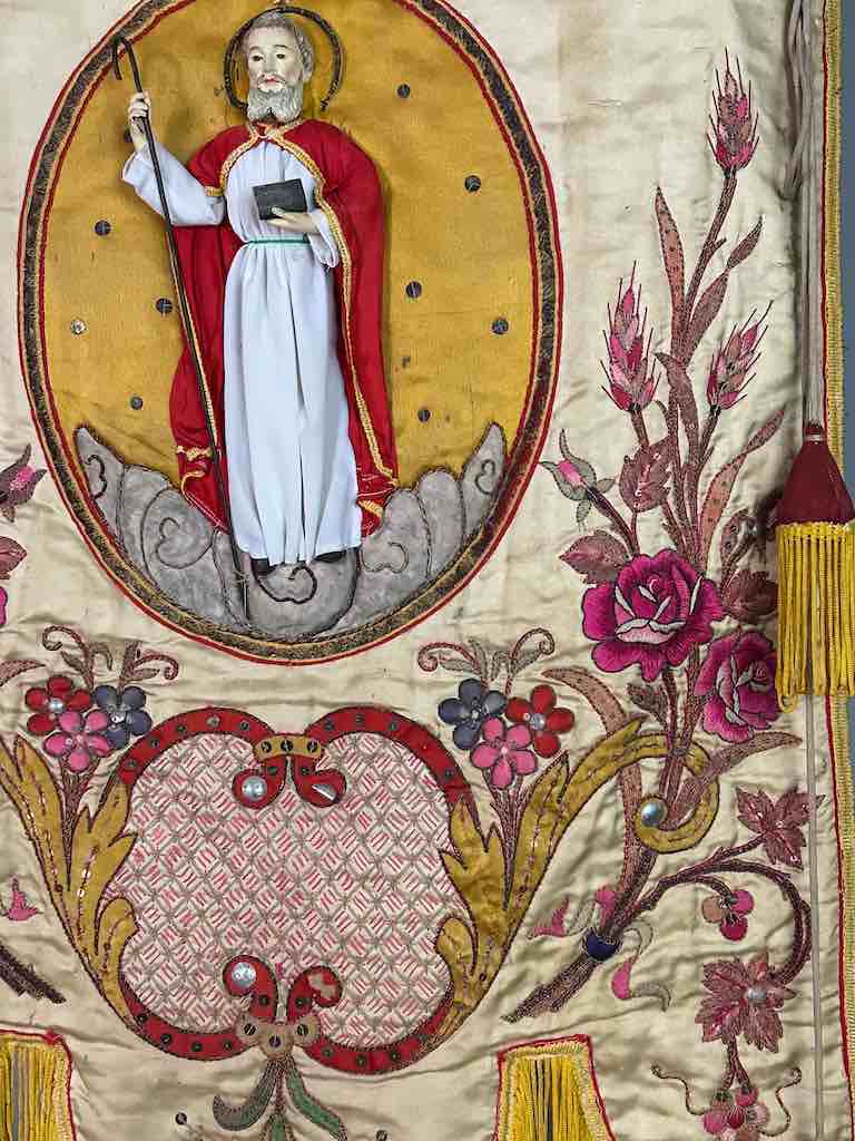 Antique Vietnamese Catholic Saint Joseph Banner Authentic Ecclesiastical Cloth
