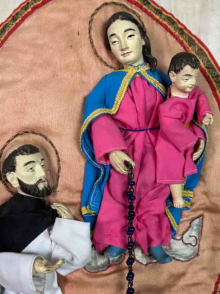 Antique Vietnamese Catholic Holy Family Banner Authentic Ecclesiastical Cloth