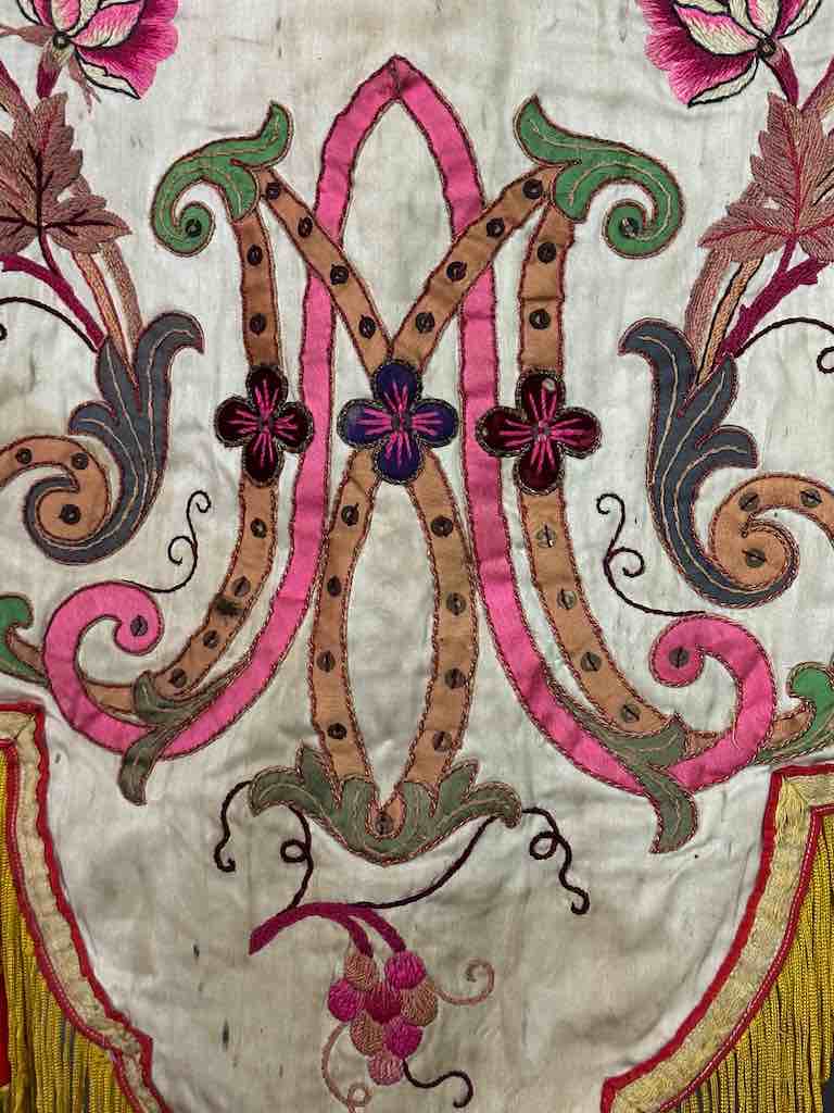 Antique Vietnamese Catholic Holy Family Banner Authentic Ecclesiastical Cloth