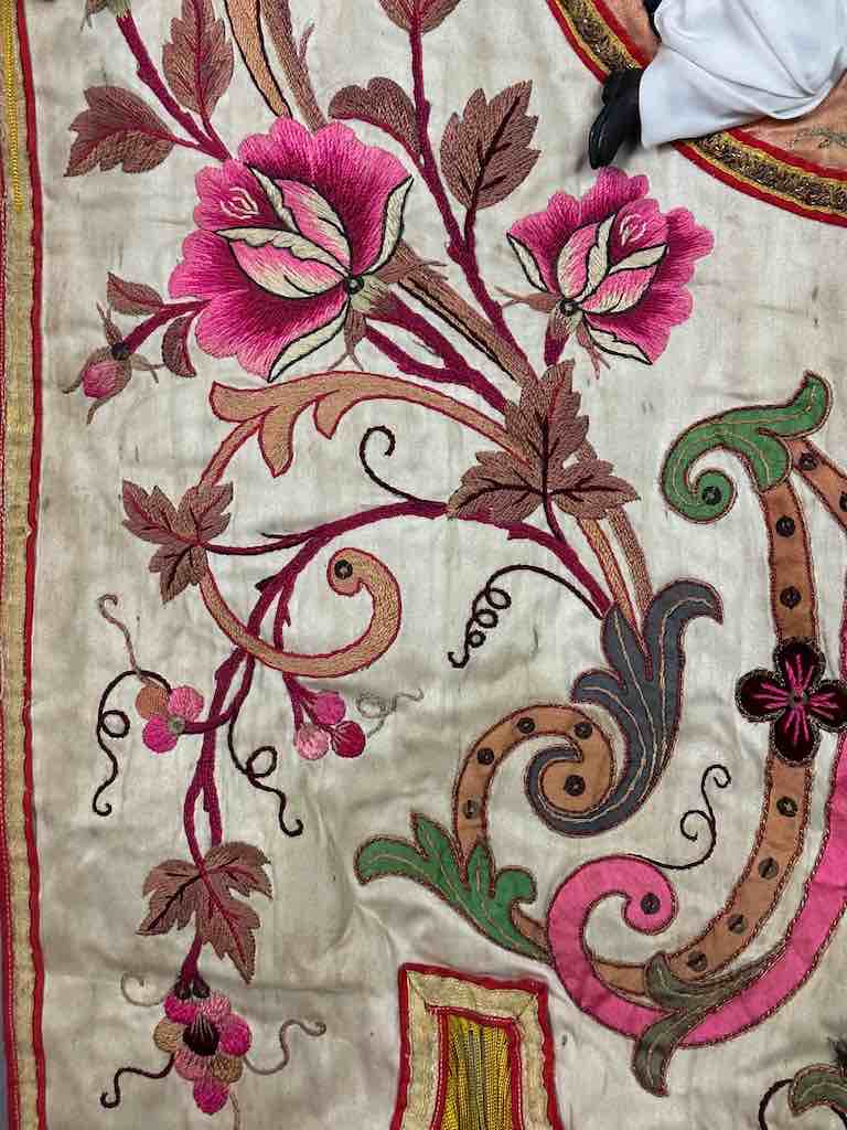 Antique Vietnamese Catholic Holy Family Banner Authentic Ecclesiastical Cloth