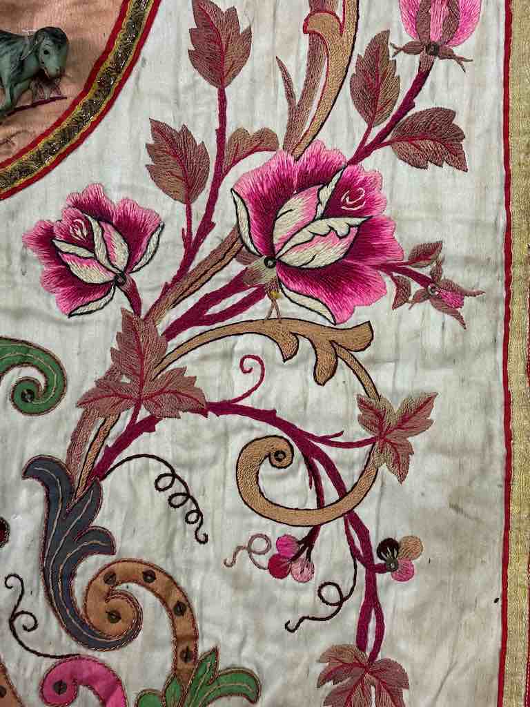 Antique Vietnamese Catholic Holy Family Banner Authentic Ecclesiastical Cloth