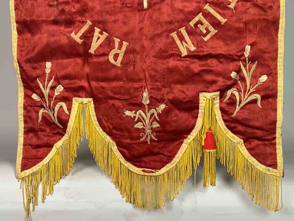 Antique Vietnamese Catholic Holy Family Banner Authentic Ecclesiastical Cloth