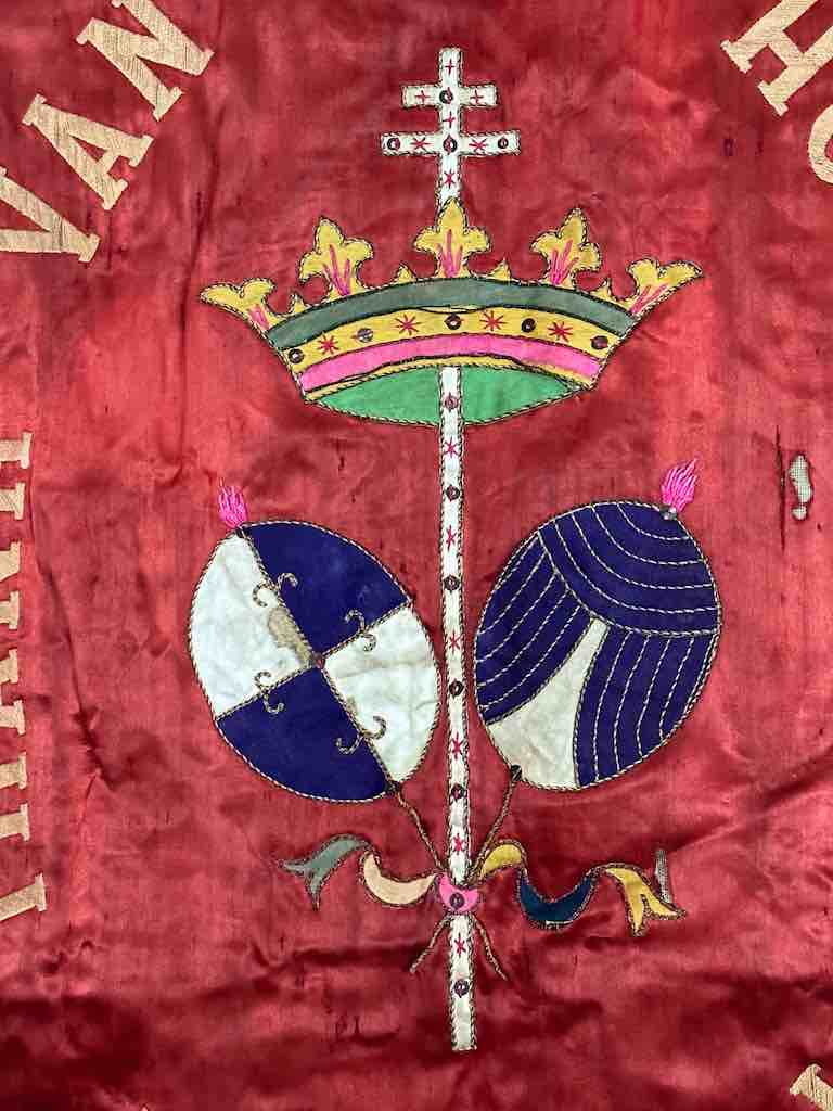 Antique Vietnamese Catholic Holy Family Banner Authentic Ecclesiastical Cloth