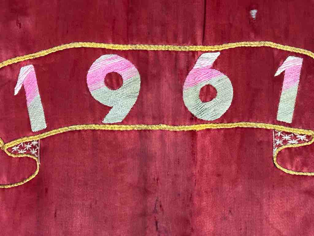 Antique Vietnamese Catholic Holy Family Banner Authentic Ecclesiastical Cloth