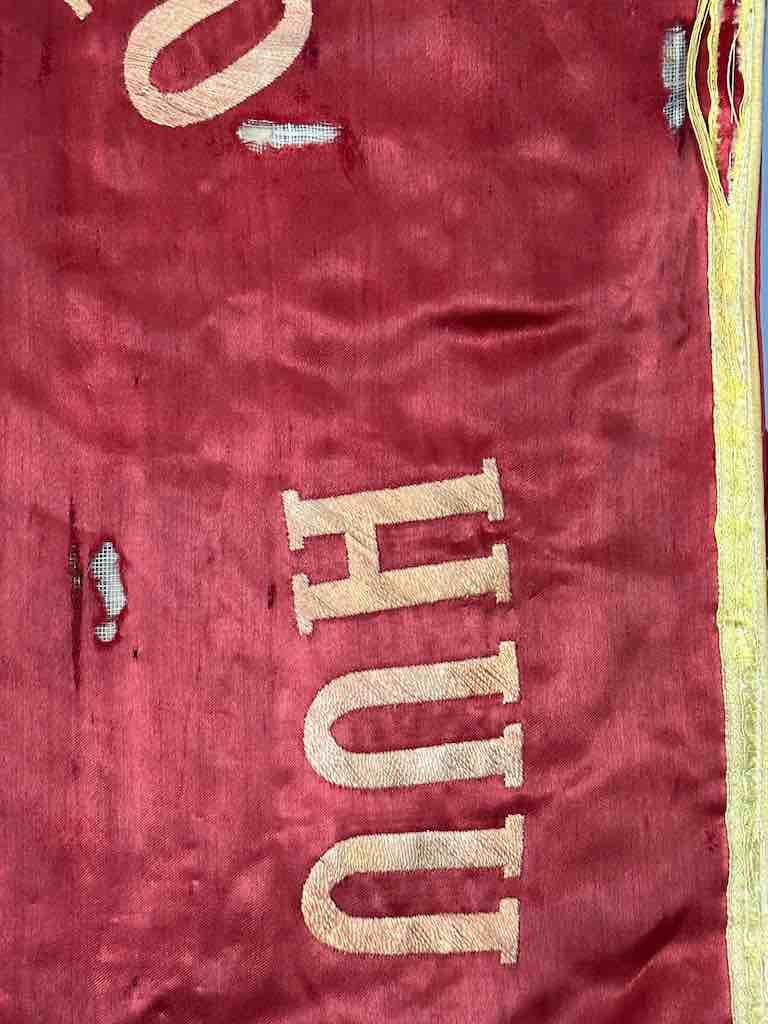 Antique Vietnamese Catholic Holy Family Banner Authentic Ecclesiastical Cloth