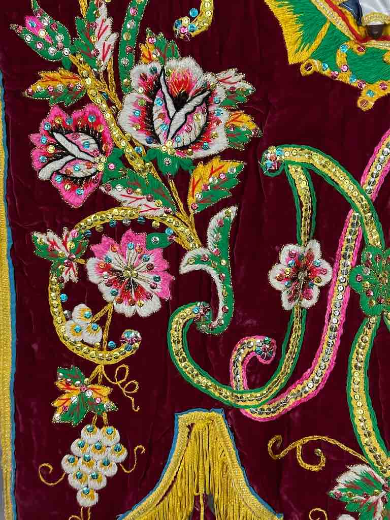 Antique Vietnamese Catholic Virgin Mary Banner Authentic Ecclesiastical Cloth
